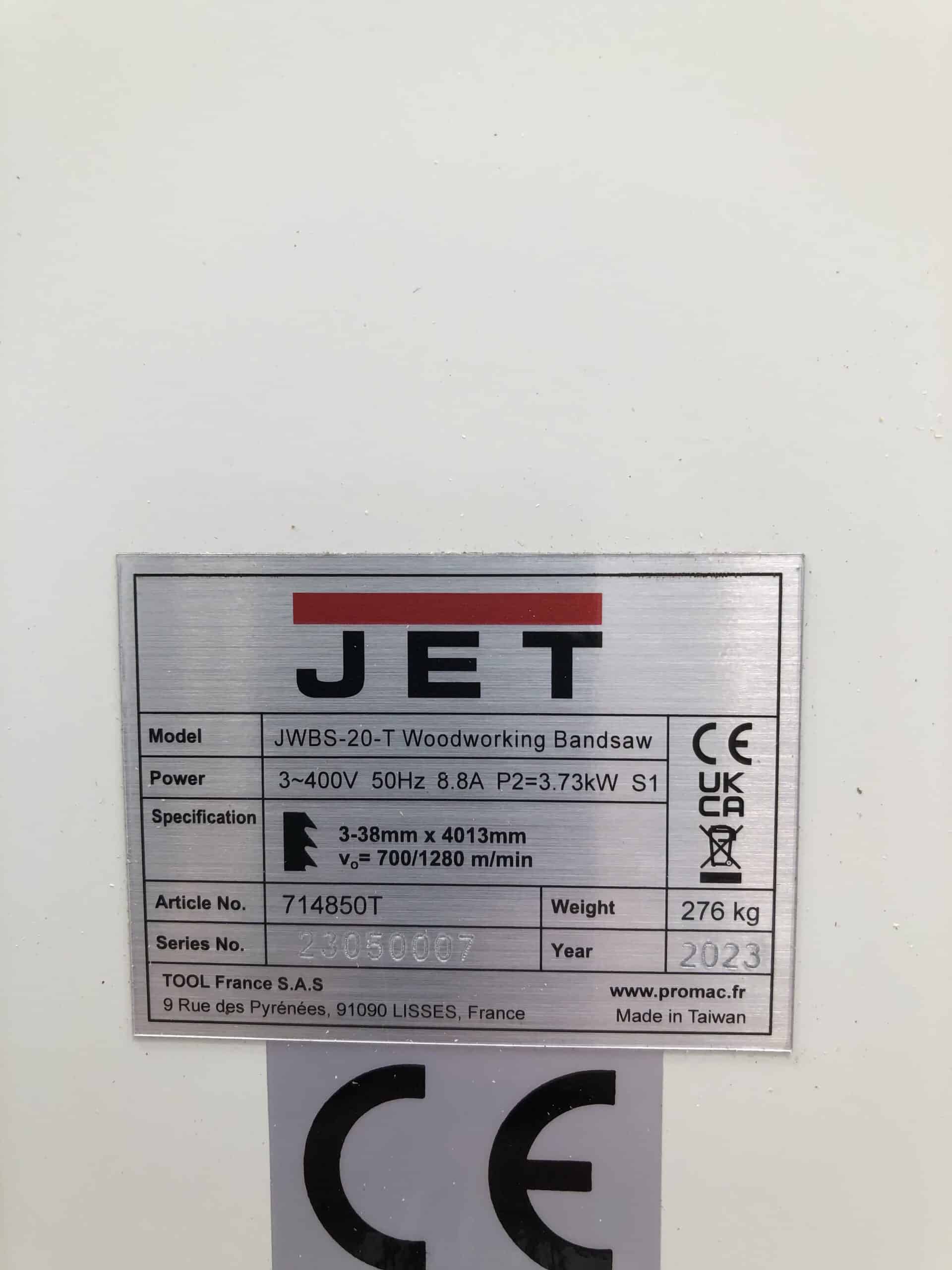 JWBS_20-T JET Wood Bandsaw *Unused Ex-Showroom* 3 JWBS_20-T JET Wood Bandsaw *Unused Ex-Showroom* - Image 3